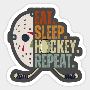 Eat Sleep Hockey Repeat Kids Adult Ice Hockey Retro Vintage Sticker